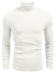 COOFANDY Pull à col roulé pour Homme Basic Slim Fit Pull à col roulé en Tricot pour Homme Blanc L