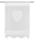 HOME WOHNIDEEN Corazon 091417-0101 Roman Blind with Eyelets and Hooks Embroidered and Lace at the Bottom Panel Colour: White Dimensions (Height x Width): 130 x 60 cm 130 x 60 cm