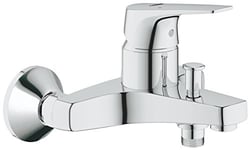 GROHE Bauflow Single-Lever Bath Mixer, Wall-Mounted. Bath Tap with Automatic Bath/Shower Diverter, Chrome Finish. 23756000