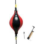 LLHSHA Double Elastique Frappe Vitesse Balle,Réflexes Entraînement Balleon De Boxe avec Pompe à Air,Intérieur Exercice Sac De Frappe pour Arts Martiaux MMA Esquive-Rouge 137cm