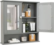 Armoire de Salle de Bain Murale avec Miroir 56 x 13 x 58 CM Gris Foncé