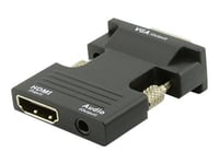 Microconnect - Hdmi-Adapter - Hdmi Hona Till Hd-15 (Vga), Mini-Phone Stereo 3.5 Mm - Svart - Tumskruvar