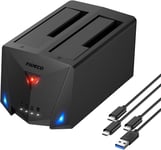 Station D'Accueil Pour Disque Dur,Usb 3.2 Gen 1 Hdd Docking Station 2,5""/3,5""Sata Hdd Ssd Avec Câble Usb A Vers C Et Câble Usb C Vers C,Prend En Charge Clone Hors Ligne Et Uasp