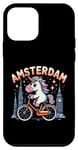 Coque pour iPhone 12 mini Amsterdam Pays-Bas Licorne Vélo Fille Femme Rainbow