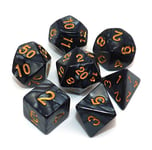 CREEBUY Polyhedral DND Dice Set Pearl Black for Dungeon and Dragons D&D Pathfinder RPG MTG Dice D20 D12 D10 D8 D6 D4