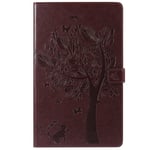 Saturcase Coque Pour Amazon Fire Hd 10 2017, Arbre À Chat Pu Cuir Magnétique Portefeuille Support Porte-Carte Coque Housse Étui Pour All-New Amazon Fire Hd 10 Tablet (7th Gen, 2017 Release) (Marron)