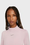 Nike Long Sleeve Top Womens XS Pink Mock Neckline Silver Swoosh Logo