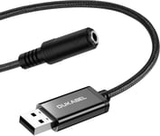 Adaptateur Jack vers USB 50CM USB Une fiche vers Prise 3,5 mm TRRS Carte Son Externe Adaptateur Casque USB pour Casque, Haut-Parleur ou Microphone TRRS 4 pôles - Noir