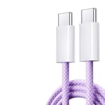 2023 Original USB C-kabel för iPhone 15 Pro Max iPad PD 65W 45W 25W Turboladdningskabel Typ C Snabbladdare för Samsung S23 S22 Lila Purple 2m