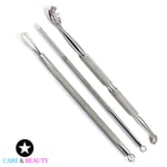 Blackhead Whitehead Pimple Spot Comedone Extractor Remover Popper Tool Kit 3 Pcs