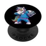 Unicorn in the 80s with Cassette Recorder PopSockets Adhesive PopGrip