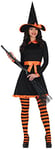 FIESTAS GUIRCA Costume de Sorcière Orange - Robe Noire avec Chapeau de Sorcière Déguisement d'Halloween pour Femme Taille 38-40 M