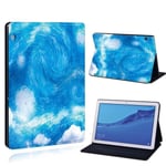 (MediaPad T5 10 10.13.light sky paint) Huawei MediaPad T3 8.0 /T3 10 9.6 /T5 10/M5 Lite 10.1/M5 10 maalattu nahkainen tabletin jalustan suojakotelo Honor Play Pad -tietokoneiden kuorille ja kalvoille