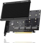 Carte d'extension M.2 PCIe 4.0/3.0 X16 avec dissipateur Thermique,Prend en Charge 4 x PCIe NVME M.2 SSD,Raid-on-CPU(VROC) dans la Plate-Forme Intel et PCIe 4.0 Raid dans la Plate-Forme AMD