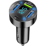 Start - Chargeur de voiture 4 ports Allume Cigare usb, prise usb rapide 50 w QC3.0 et pd et manomètre led, compatible avec iPhone, Android, Samsung,