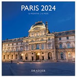 DRAEGER PARIS | Grand calendrier mural Paris 2024 à suspendre 29x29cm |16 mois sept-23 à dec 24 | 7 langues | Calendrier bureau, maison, mensuel | Décoration, organisation | Papier certifié FSC®