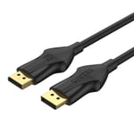 UNITEK 3m DisplayPort V1.4 Cable Supports up to 8K @60Hz, 4K @144Hz, 1440p @240Hz, 32.4Gbps Bandwidth, Latched Connectors, Flexible Cable, Gold Plated Connectors. Black. (p/n: C1624BK-3M)