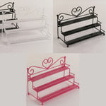 3-tier Metal Heart Design Nail Polish Display Wall Rack Stand Or White