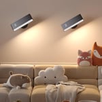 YiLaie Applique Murale LED Intérieure 2PC, Avec Batterie de 4000 mAh, Rotation 360°, Réglage de la Luminosité, Applique Murale Sans Fil, lampe de chevet tactile, lampe de lecture, Noir