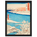 Artery8 Sumida River, Snowy Morning Musashi Province Utagawa Hiroshige Japanese Woodblock Artwork Framed Wall Art Print A4