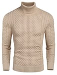 COOFANDY Pull Homme Hiver col roulé Pull Homme Hiver en Tricote Manches Longues Homme Chaud Pull Maille sous Pull Pull en Maille Fine Abricot 2XL