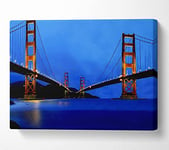 San Francisco Bridge Twins Blue Hue Canvas Print Wall Art - Medium 20 x 32 Inches