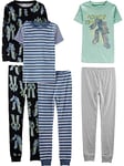 Simple Joys by Carter's Boys' 6-Piece Snug-Fit Cotton Pyjama Set, Pack of 6, Multicolour/Stripes/Transformers, 5-6 Years