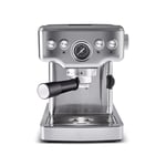 KARACA Coffee Art 20 Bar Espresso Coffee Makers with Grinder - 1.8 L Water Tank Coffee Machine with Steam Milk Frother - Stainless Steel - Latte, Cold Brew or Iced Coffee Maker - Inox