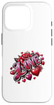 iPhone 16 Pro The Word Love surrounded By Hearts And Red Roses Case