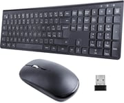 Kit clavier et souris sans fil batterie rechargeable intégrée sans fil pour ordinateur PC tablette compatible Windows Android Mac 16 touches multimédias haute précision silencieux ergonomiqu.[V1095]