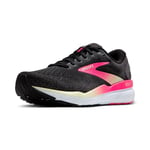 Brooks Women's Ghost 16 Running Shoe, Black/Pink/Yellow, 7.5 UK