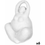 Figurine Décorative Blanc Dolomite 14 x 18 x 11 cm (6 Unités) Femme Yoga