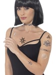 Occult Tattoo Transfers Blue Black Halloween Witch Fake Fancy Dress New