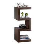 Relaxdays Étagère debout ou couchée rétro zigzag bibliothèque rangement bois livres DVD, Marron, 30 x 30 x 74 cm