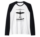 Messerschmitt Bf 109 WW2 Plane Cutout Silhouettes Raglan Baseball Tee