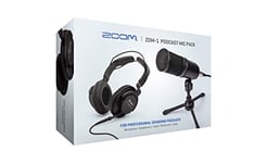 Zoom ZDM-1 Lot de micros pour baladodiffusion, microphone dynamique, casque, trépied, pare-vent, câble XLR, pour l'enregistrement de podcasts