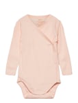 Baby Rib Jersey Body Crossover W. Longsleeve Bodies Wrap Bodies Pink Copenhagen Colors