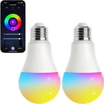 inaepeak 2 Pack E27 WiFi Smart Bulb, 2700K-6500K Dimmable Colour Changing Light