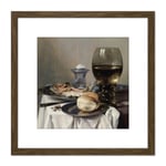 Pieter Claesz Still Life With A Salt Realism 8X8 Inch Square Wooden Framed Wall Art Print Picture with Mount