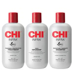 CHI CHI Infra Trio Kit For Unisex 3 Pc 12oz CHI Silk Infusion, 12oz CHI Infra Shampoo, 12oz CHI Infra Treatment