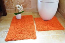 Tangerine Tumble Twist 100% Cotton Toilet Bathroom Piece Pedestal Bath Mat Set