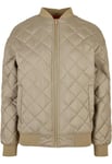 Urban Classics Women's Ladies Oversized Diamond Quilted Bomber Jacket, Khaki, XS