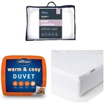 Silentnight Hotel Collection Pillow Pack of 2 + Warm and Cosy 13.5 Tog Duvet Double Bed + New Waterproof Mattress Protector