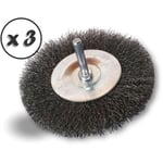 Kibros - Brosse circulaire métallique sur tige ø 100 mm Fil acier souple - Quantité x 3 - ø 100 mm - Ep. 8 mm - Acier souple