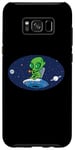 Coque pour Galaxy S8+ Alien mignon buvant du café sur le vaisseau spatial drôle extraterrestre OVNI