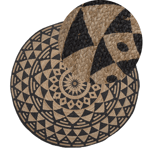 Tapis Rond Noir et Beige en Jute 120 cm pour Chambre ou Salon Rustique Beliani