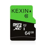 KEXIN Carte Micro SD 64Go Carte MicroSD 64 Go UHS-I U3 C10 Micro SDXC Carte TF 64 Giga Applicable pour Appareil Photo de Sport, Caméra Espion, Switch Pro, Dash Cam, Drone, etc.