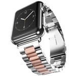 Apple Watch 9/8/7/6/5/4/3/2/1/SE - 45/44/42mm / Watch Ultra / Ultra 2 - Luksus metal Beads armband - Rosa guld/silver