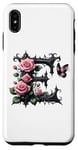 Coque pour iPhone XS Max Letter E Initial Floral Monogram Rose Pink Flower Butterfly