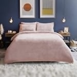 Silentnight Teddy Fleece Duvet Set – Teddy Bear Bedding Fluffy Fleece Duvet Cover and Pillowcase Set Warm Cosy and Super Soft – King Size – 220x230cm – Blush Pink